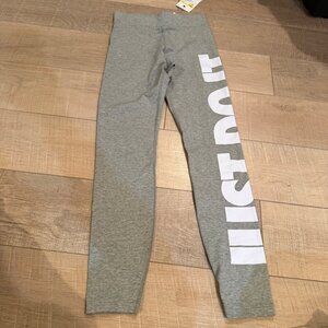 NIKE WOMENS SMALL JUST DO IT GRAY LEGGINGS NEW
